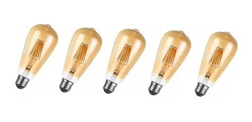 5 Ampolletas Led  Edison / 6 Watts Retro Vintage Color Oro