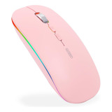 Mouse Inalámbrico Uineer Led Rgb, Bluetooth, Rosa