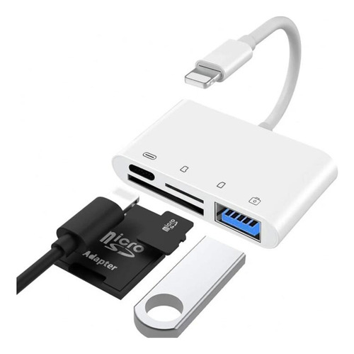 Adaptador Sd/tf Lector De Tarjetas Hub Para iPad iPhone 4in1