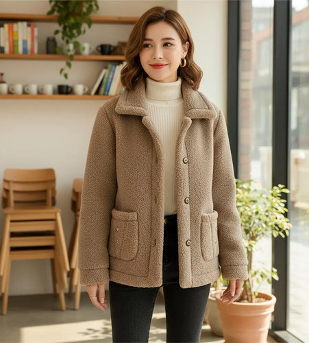 Chaqueta De Invierno De Terciopelo De Oveja Con Forro Polar