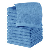 Toallas De Mano Absorbentes De Algodon 30x30 Cm Azul 12 Pz