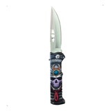 Cortapluma Cuchillo Automatica Samurai Skull Navaja Defensa 