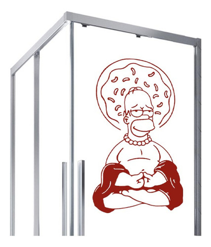 Adesivo Para Vidro Box  Vermelho Desenhos Homer Buda