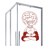 Adesivo Para Vidro Box  Vermelho Desenhos Homer Buda