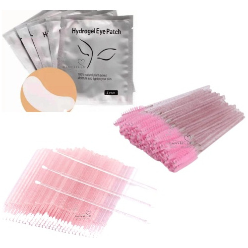 Kit 50 Parches+50 Cepillos+100 Microbrush Extensión Pestañas