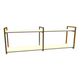 Nicho Industrial Ferro Dourado 120cm Com 2 Prateleiras