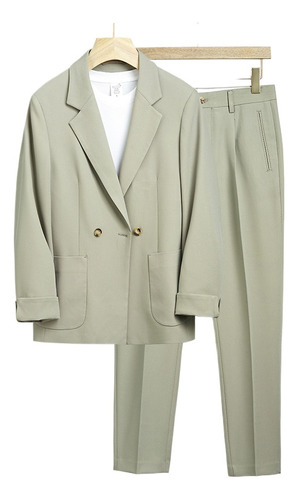 2 Piezas Traje Formal Hombre Blazer Y Pantalón Uniforme