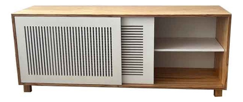 Rack Mesa Tv Puerta Corrediza Madera Moderna Milano 140