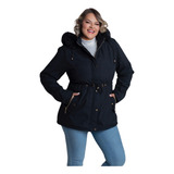 Jaqueta Parka Casaco Forrada De Pelucia Plus Size De Sarja