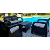 Juego Jardin Living Rattan Exterior Set 4 Piezas Premium Imp