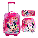 Mochila De Carro, Lonchera Y Lapicera Minnie Mouse, Mimi Mouse Primaria Ruz Original