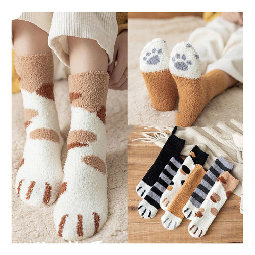 6 Pares Calcetines De Toalla Peluche Suaves Y Cómodo Termica