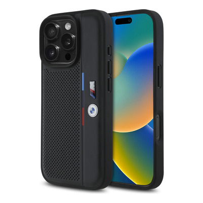 Funda Bmw Perforado Línea iPhone 16 Pro Negro Original Negro Perforado