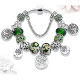 Pulseira Tree Of Life Completa Com Berloques Verde Floridos