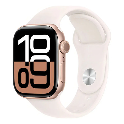 Apple Watch Series 10 GPS • Caja de aluminio color oro rosa de 42 mm • Correa deportiva rosa rubor - M\u002FL | Meses sin interés