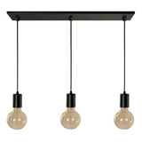 Colgante 3 Luces Bell Capuchon Negro Vintage Apto Led E-27