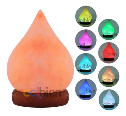 Lampara Sal Rosada Del Himalaya Gota Usb Luz Led 7 Colores