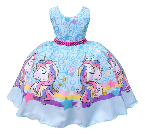 Vestido Unicórnio Infantil Tamanho 4 A 16 Anos Luxo