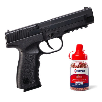 Kit Pistola Resorte Crosman Psm45 Cal. 4.5 Mm + Municiónes Negro 1143 Mm | Meses sin interés
