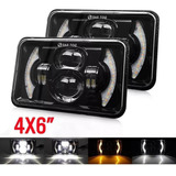 Faro Led Lupa 4x6 Rectangular Hi/lo Luz Haz Señal Drl Camion