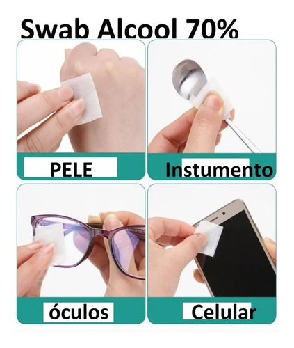 Swab Umedecido Limpeza Celular Óculos Chaves 100 Unidades