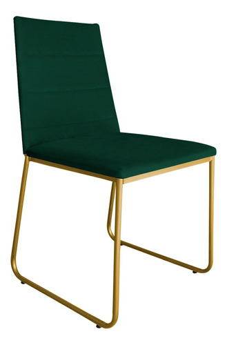 Cadeira Para Penteadeira Eams Lily Veludo Base Gold Cor Do Assento Verde-escuro