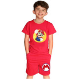 Playera Y Short Super Mario Bros Niños Games Conjunto Fresco