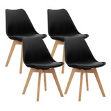 Silla Auxiliar Patas Madera Comedor Set 4 Negro