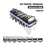Kit 8 Pentes Wahl Trava Metal Premium + Suporte Acrílico