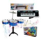 Kit Musical Infantil Mini Bateria+piano Teclado 32 Teclas Nf