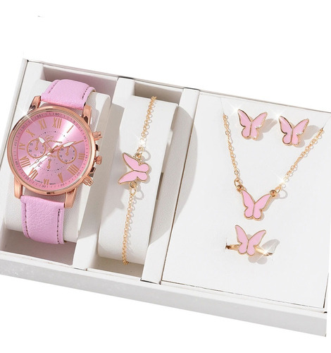 Set X5 Reloj Cadena Aros Anillo Pulsera Mariposas Vs Colores