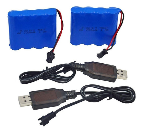 Baterías De Ni-cd De 4.8v 700mah Y 2 Cables De Cargador Usb 