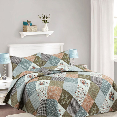 Cubrecama Quilt King; Reversible