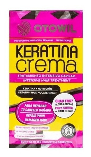 Otowil Keratina Crema Máscara Antifrizz Nutritiva Sobre 25g