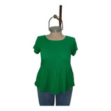 Blusa De Lino Elastizado Con Volado Verna Talles Grandes