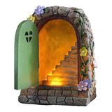 Estatuas De Jardín De Puerta De Hadas Solares Con Luces,