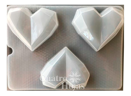 Molde Para Gelatinas 3 Corazones Diamantes