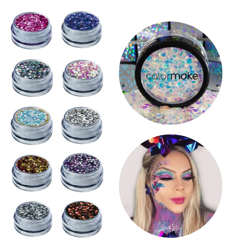 Glitter Shine Diamante 3d Colormake Carnaval Pintura Cores