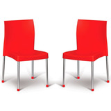 2 Cadeiras Empilháveis Coloridas Para Sala De Jantar