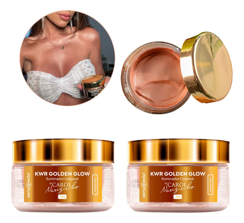 Kit Creme Iluminador Para Pele Brilho Pefeito 2 Golden Glow