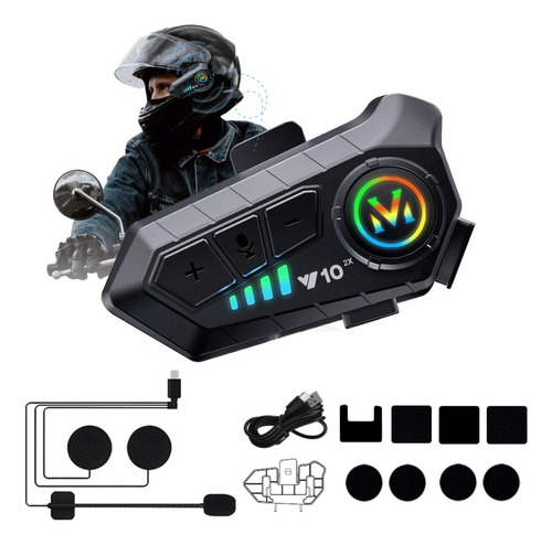 Intercomunicador Motocicleta Para Casco Bluetooth 1000ma Ip7