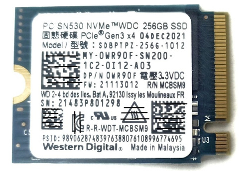 Disco Duro Ssd Interno Western Digital 256gb Gen3 Portatil