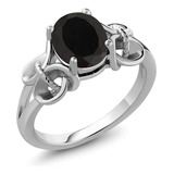 Gem Stone Anillo Plata Fina 925 Con Onix Negro Para Mujer 2