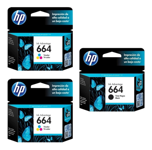 Pack Original Hp 664 De 2 Piezas Tricolor Y 1 Pieza Negro