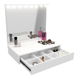 Tocador Organizador  Maquillador  Con Espejo Y Luz Led 