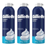 Espuma De Barbear   Gillette Foamy  Mentol /322ml Pack C/3