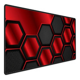 Mousepad Gamer Speed Extra Grande 70x35 Hexagonal Vermelho