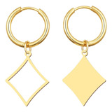 Aretes Pendientes Elegantes Rombo Picas Dorados Mujer