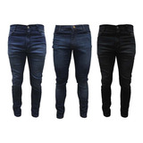 Combo Tres Pantalones Jean Hombre Chupines Elastizados