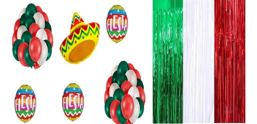 1 Combo 57 Piezas C Globos Fiesta Mexicana (ver Descripcion)